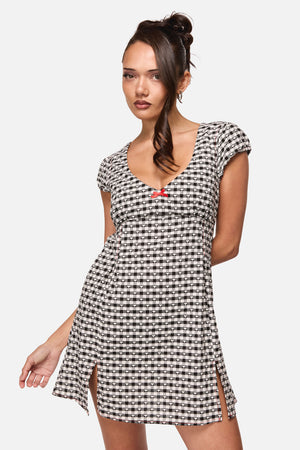 Black Friday - Glass Heart Babydoll Mini Dress - cream-black