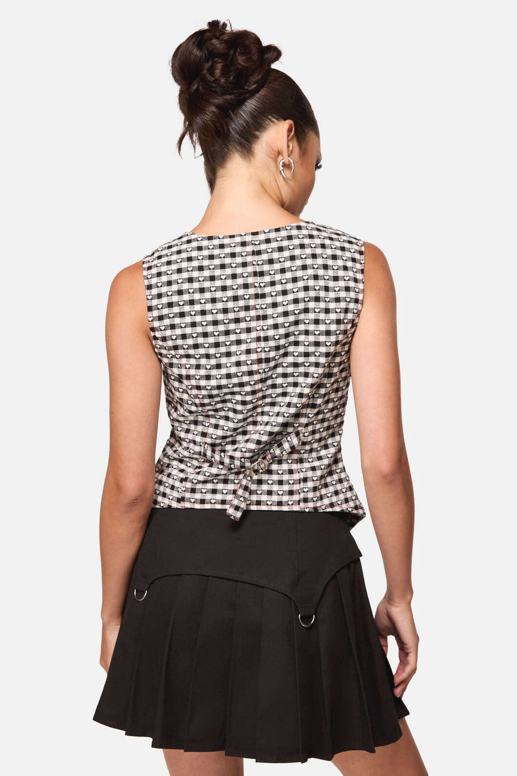 Black Friday - Glass Heart Asymmetrical Vest - cream-black