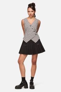 Black Friday - Glass Heart Asymmetrical Vest - cream-black