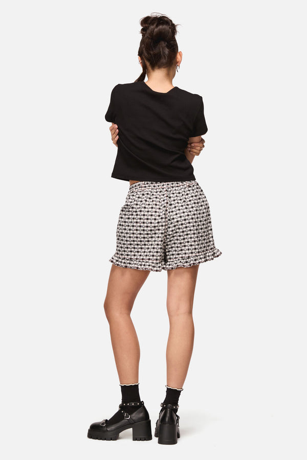 Black Friday - Glass Heart Gingham Mini Short - cream-black