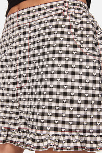 Black Friday - Glass Heart Gingham Mini Short - cream-black