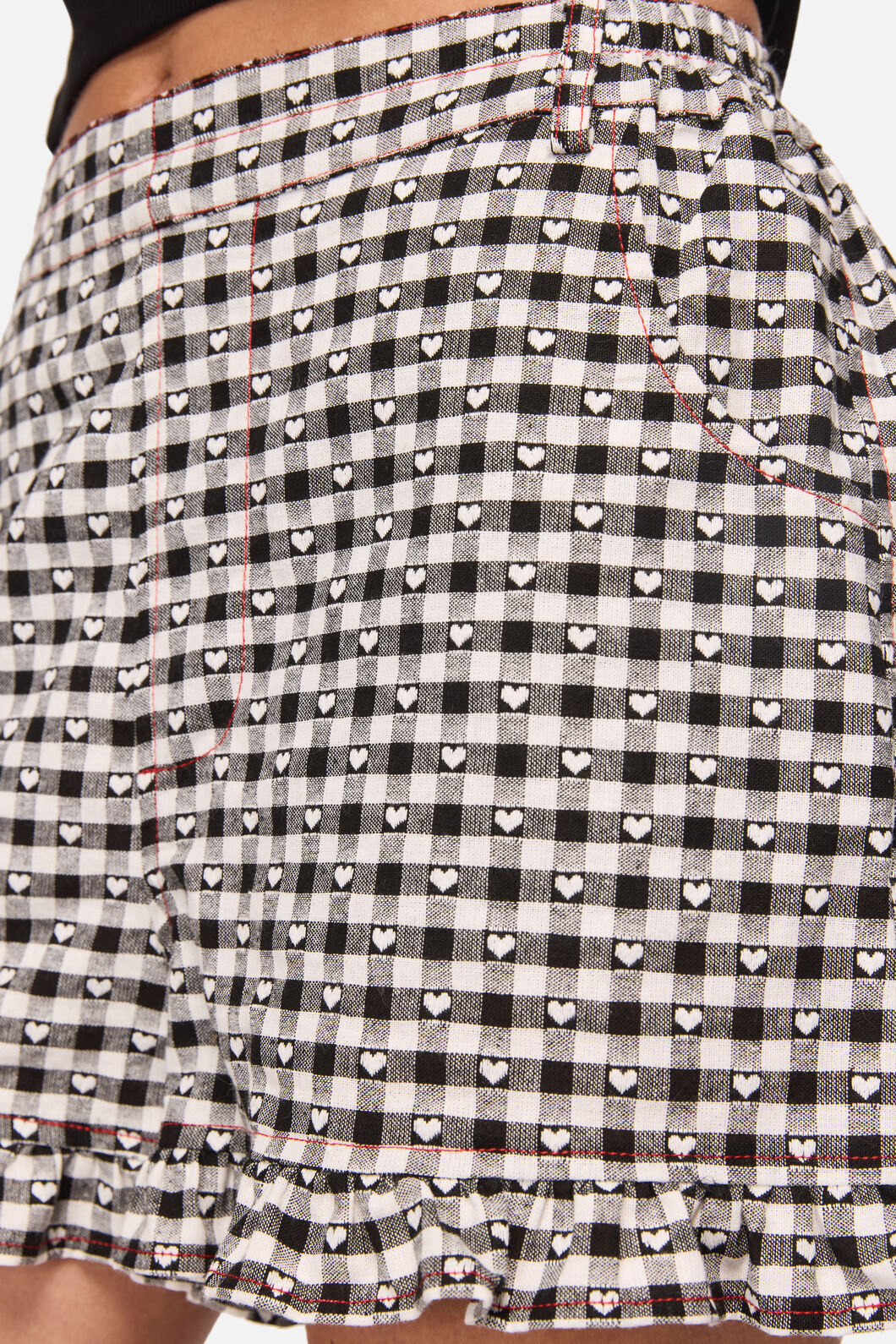 Black Friday - Glass Heart Gingham Mini Short - cream-black