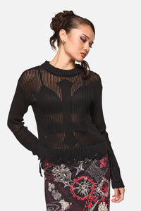 Black Friday - Crossed Distressed Goth Knit - black
