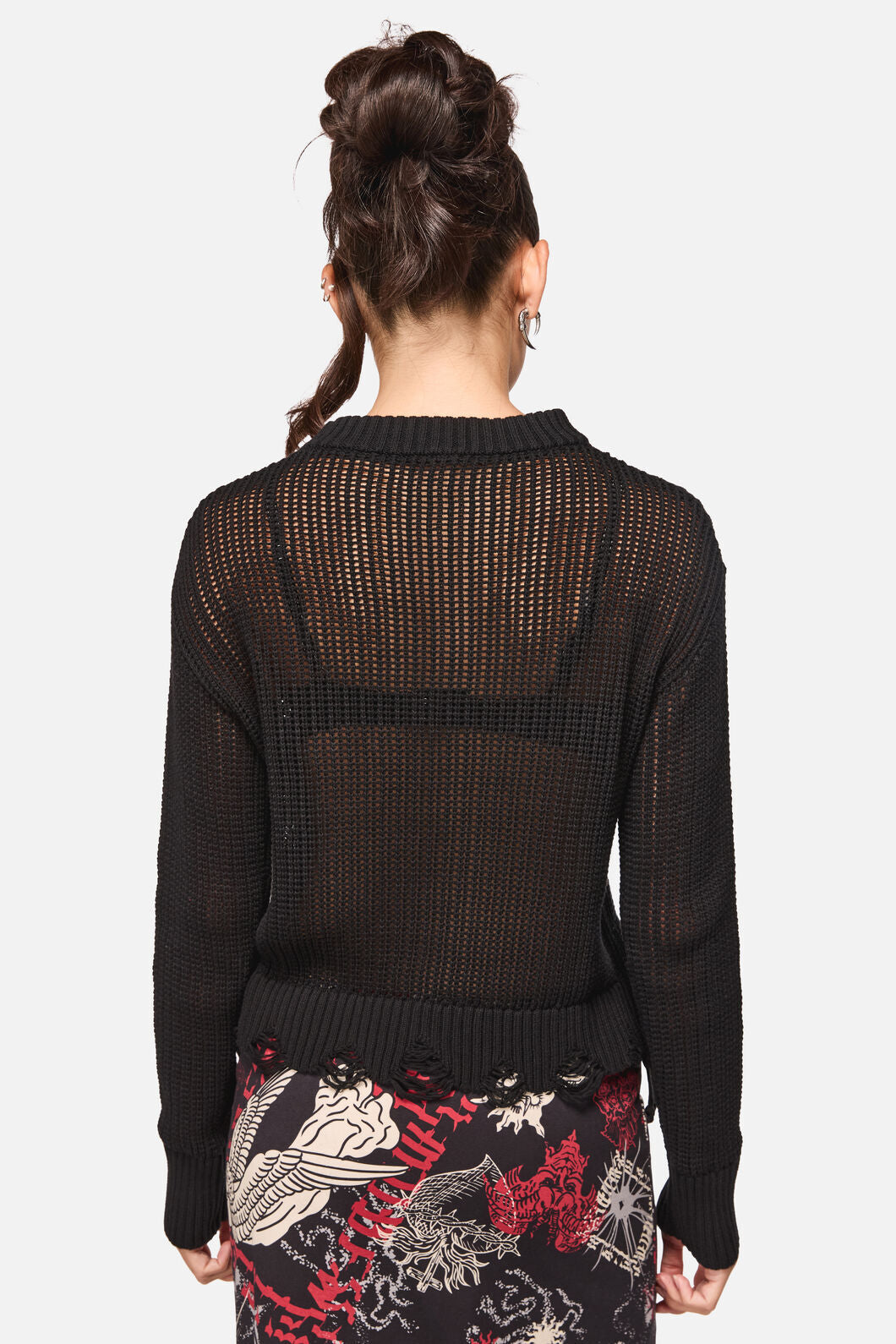 Black Friday - Crossed Distressed Goth Knit - black