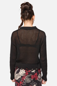 Black Friday - Crossed Distressed Goth Knit - black
