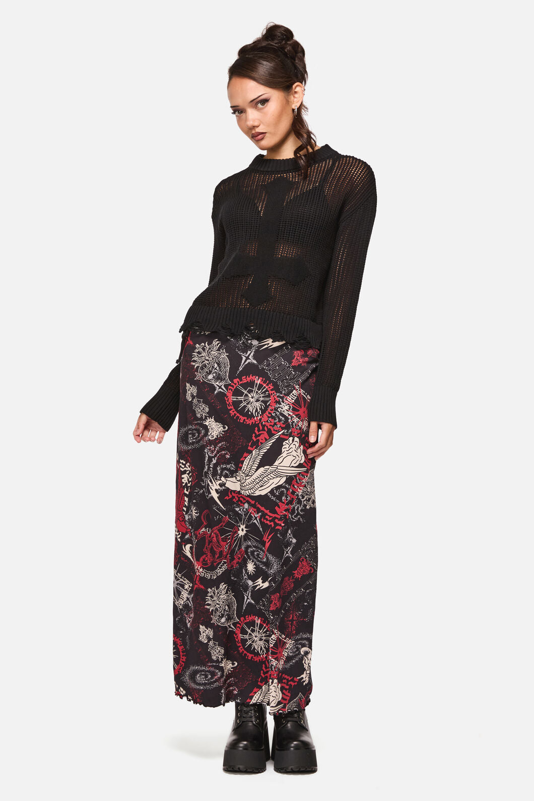 Black Friday - Crossed Distressed Goth Knit - black