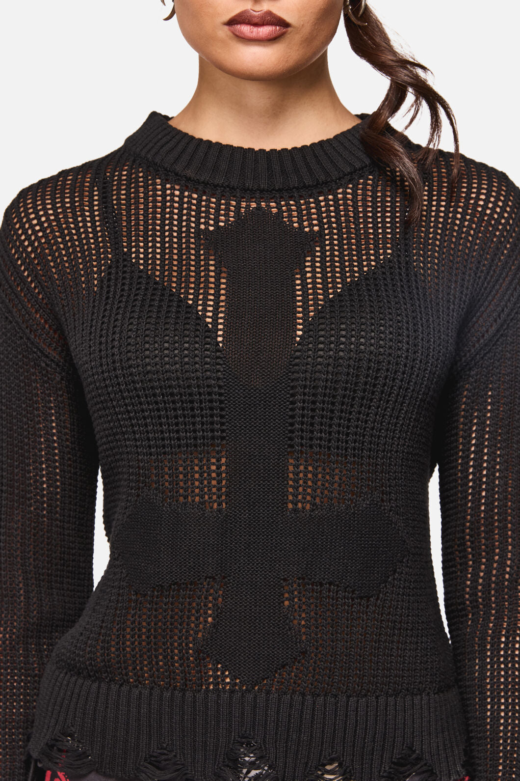 Black Friday - Crossed Distressed Goth Knit - black