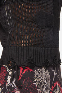 Black Friday - Crossed Distressed Goth Knit - black