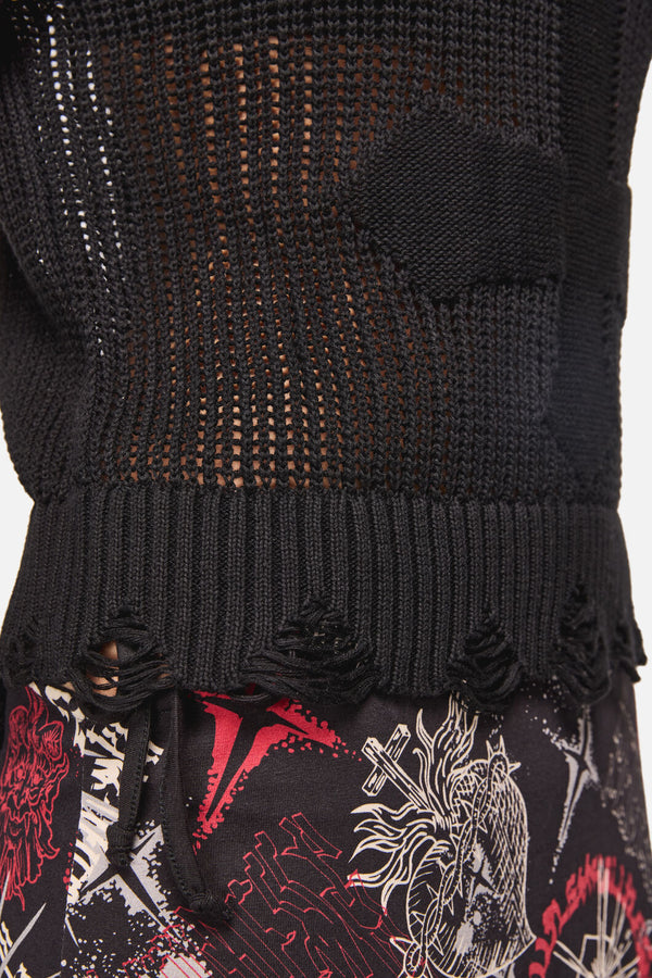 Black Friday - Crossed Distressed Goth Knit - black