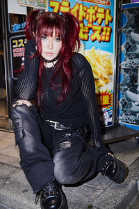 Black Friday - Crossed Distressed Goth Knit - black
