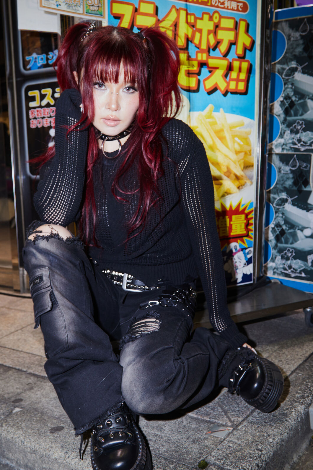 Black Friday - Crossed Distressed Goth Knit - black