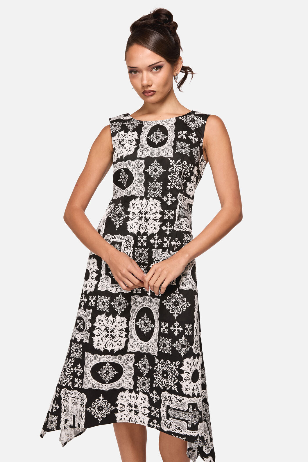 Black Friday - Crossed Midi Dress - black-white