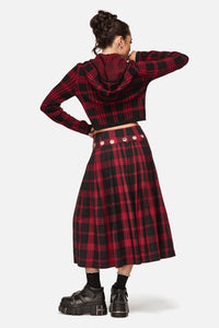 Black Friday - Suffer Punk Tartan Midi Skirt - red-black