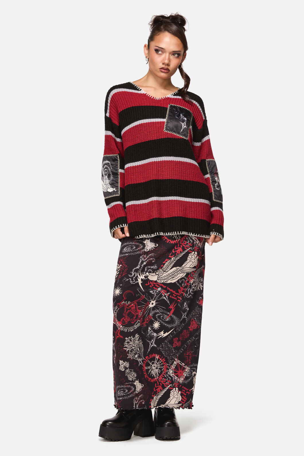 Black Friday - Afterlife Goth Oversized Knit - red