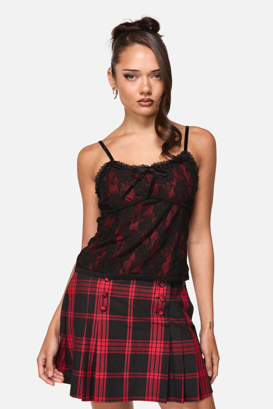 Black Friday - Suffer Lace Tank Top - red-black