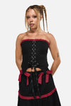 Black Friday - Dystopia Contrast Trim Corset - black-red