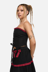 Black Friday - Dystopia Contrast Trim Corset - black-red