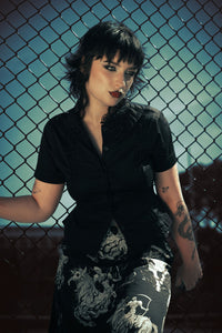 Black Friday - Dystopia Lace Trim Blouse - black