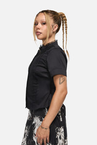 Black Friday - Dystopia Lace Trim Blouse - black