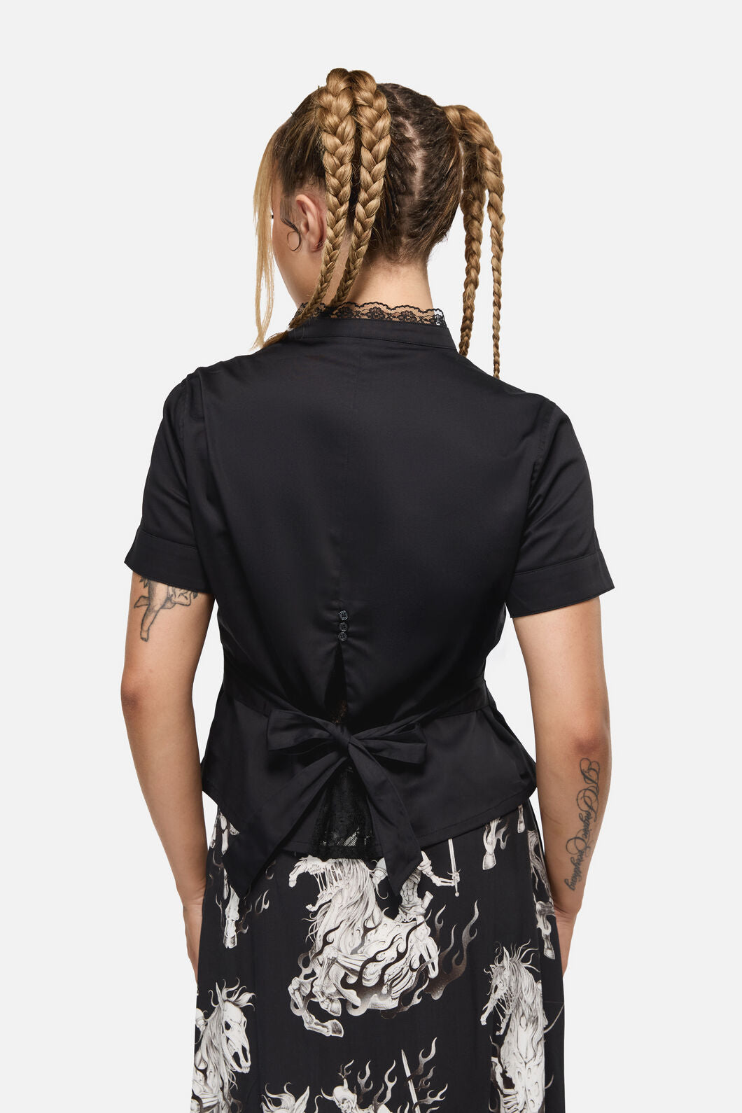 Black Friday - Dystopia Lace Trim Blouse - black