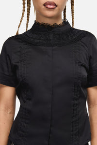 Black Friday - Dystopia Lace Trim Blouse - black