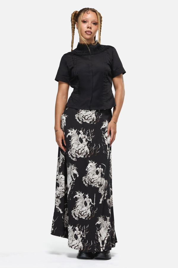 Black Friday - Dystopia Lace Trim Blouse - black