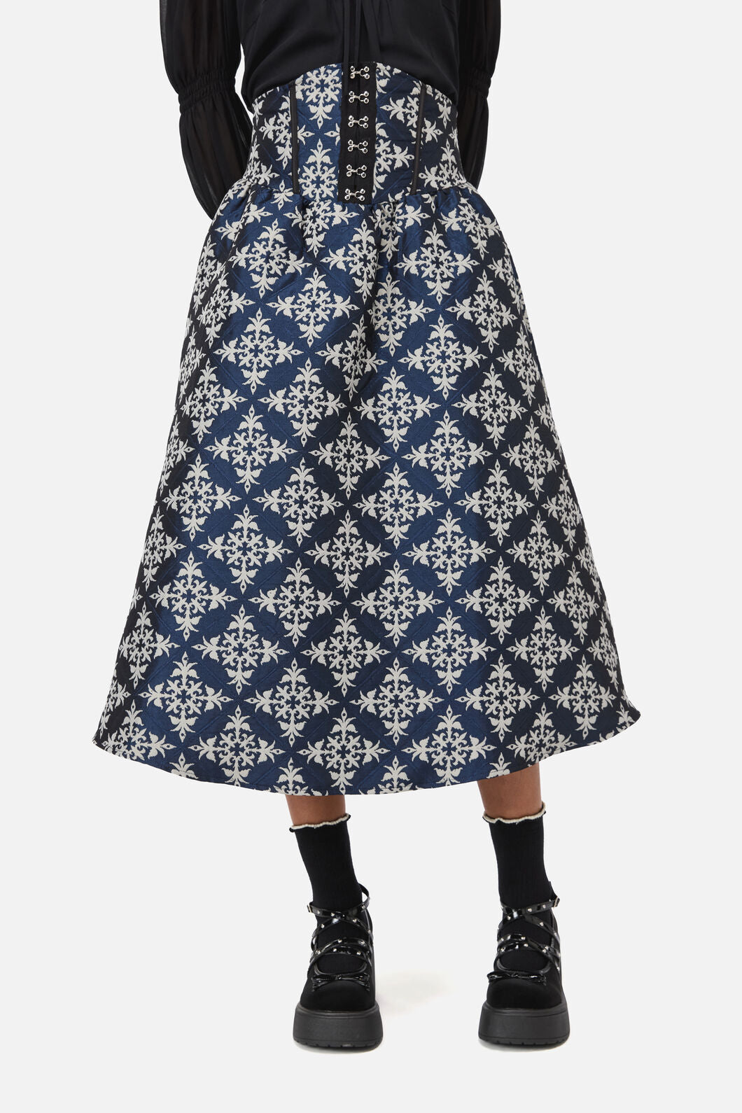 Black Friday - Dame Brocade Skirt - navy