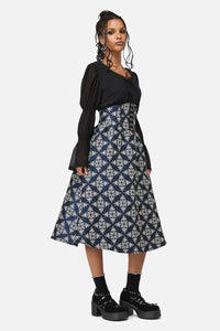 Black Friday - Dame Brocade Skirt - navy
