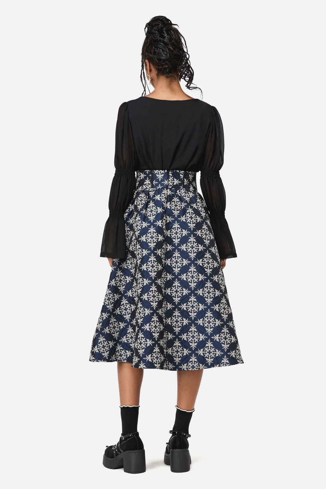 Black Friday - Dame Brocade Skirt - navy