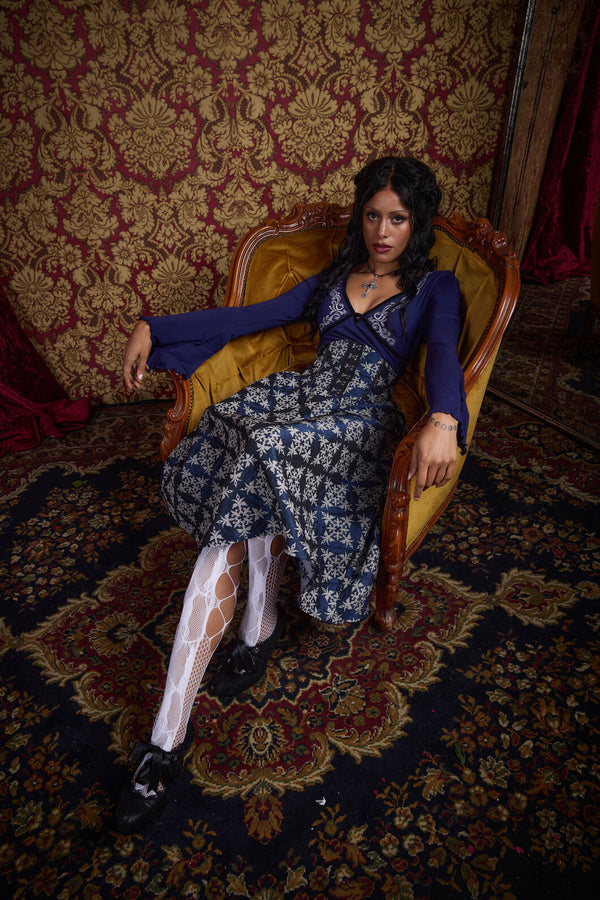 Black Friday - Dame Brocade Skirt - navy