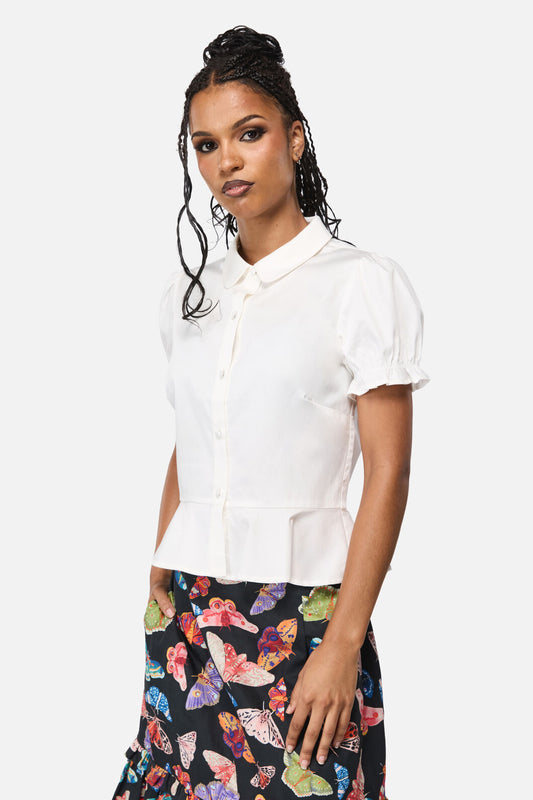 Black Friday - Luna Peplum Blouse - vintage-white
