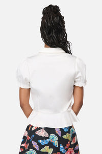 Black Friday - Luna Peplum Blouse - vintage-white