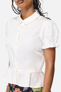 Black Friday - Luna Peplum Blouse - vintage-white