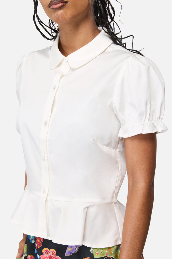 Black Friday - Luna Peplum Blouse - vintage-white