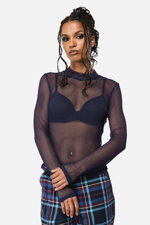 Black Friday - Midnight Goth Mesh Top - navy