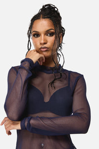 Black Friday - Midnight Goth Mesh Top - navy