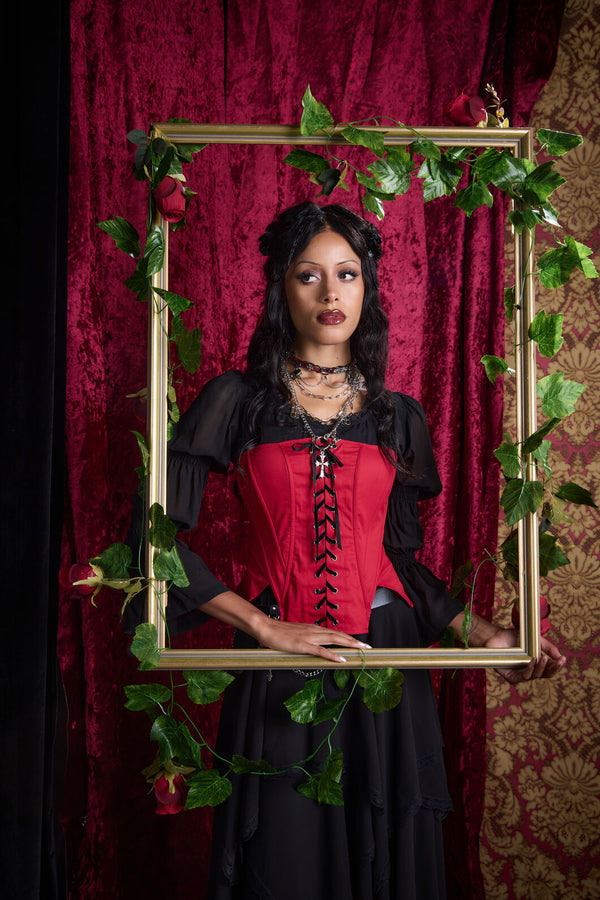 Black Friday - Grace Goth Corset Top - red