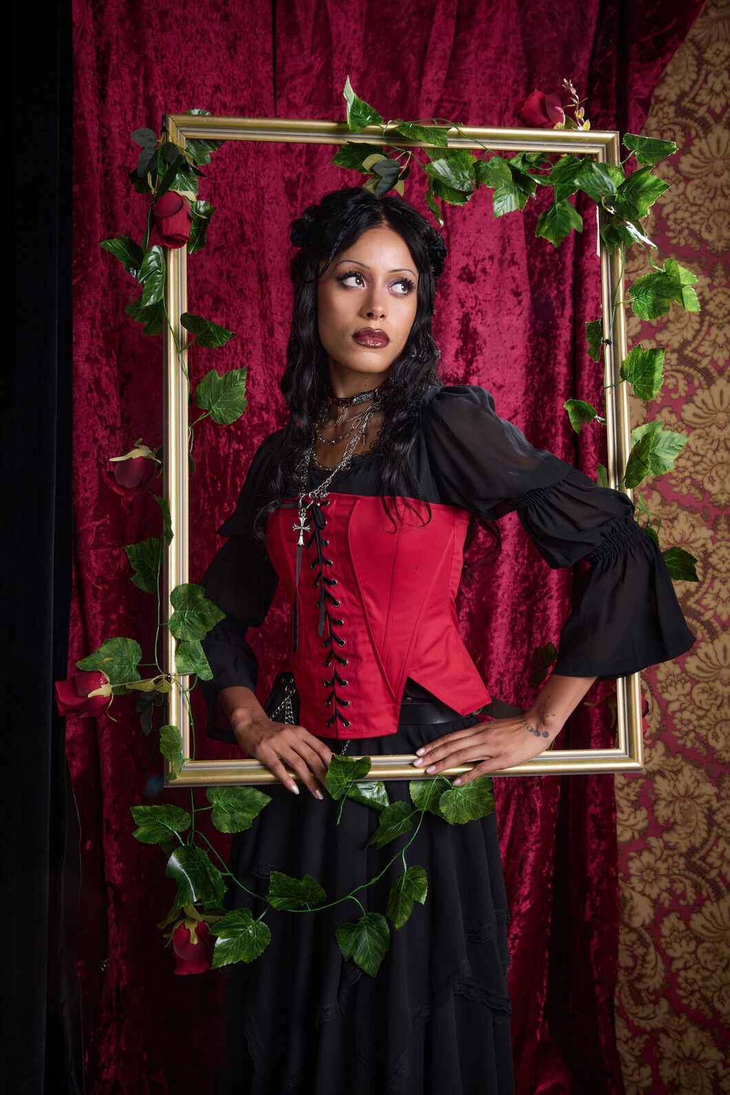 Black Friday - Grace Goth Corset Top - red