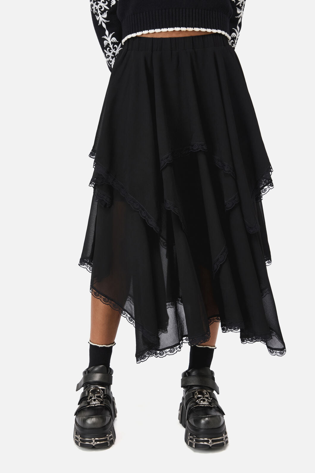 Black Friday - Phantom Goth Midi Skirt - black