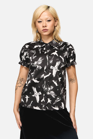 Black Friday - Corbeau Print Relaxed Blouse - black