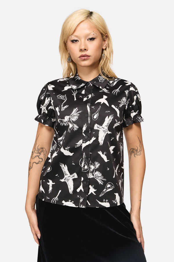 Black Friday - Corbeau Print Relaxed Blouse - black