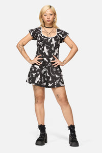 Black Friday - Corbeau Print Tie Cutout Dress - black