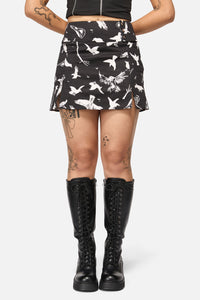 Black Friday - Corbeau Print Fitted Mini Skort - black
