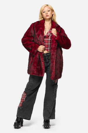 Black Friday - Louve Faux Fur Lined Coat - red