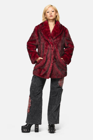 Black Friday - Louve Faux Fur Lined Coat - red