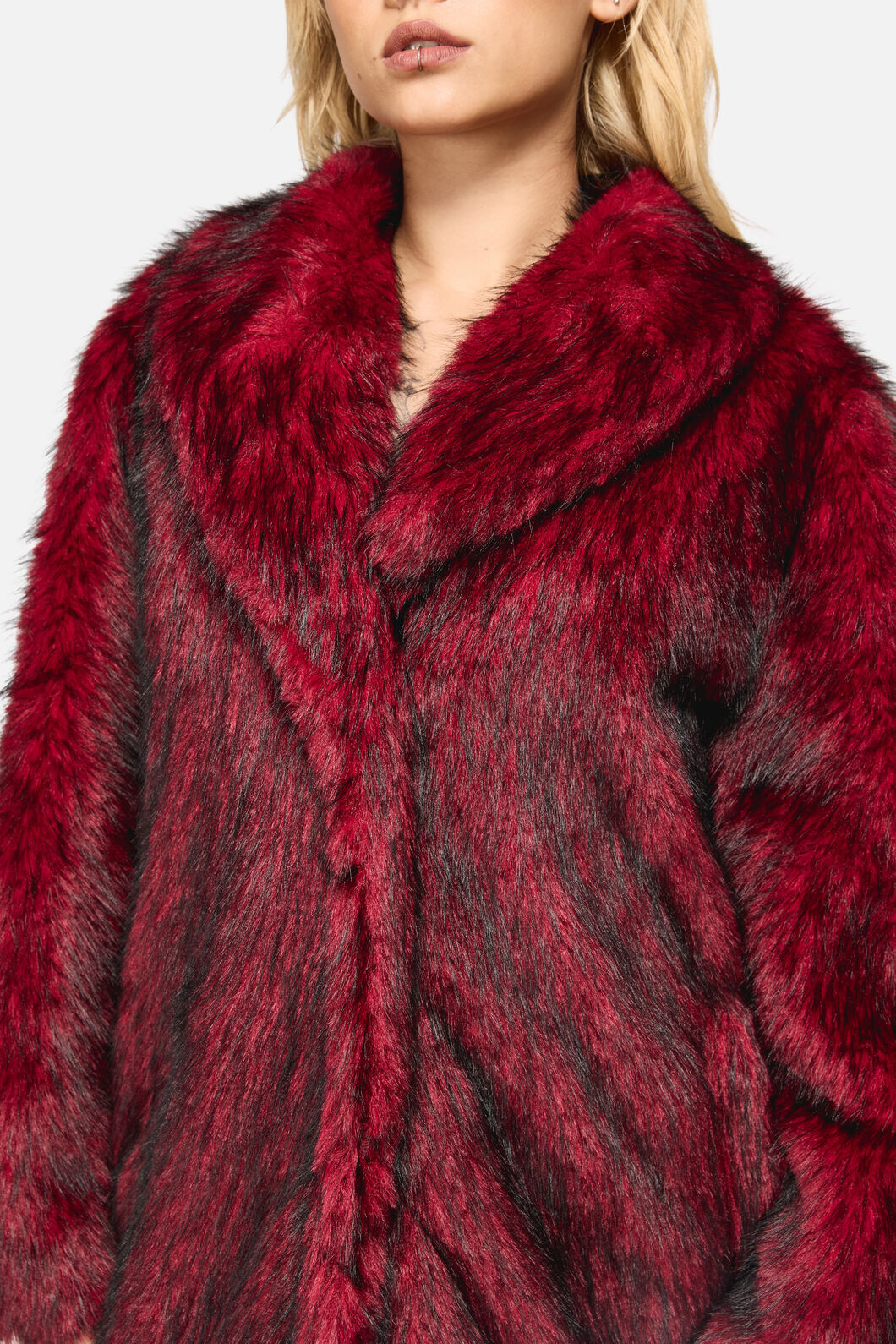 Black Friday - Louve Faux Fur Lined Coat - red