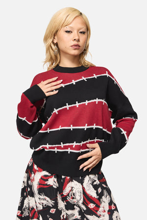 Black Friday - Louve Knitted Oversize Jumper - red-black