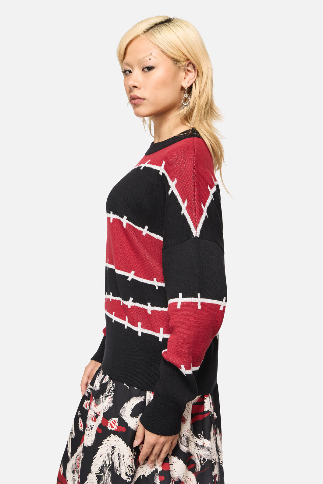 Black Friday - Louve Knitted Oversize Jumper - red-black