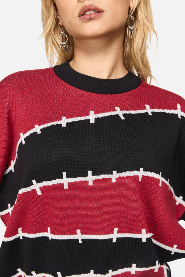 Black Friday - Louve Knitted Oversize Jumper - red-black