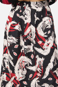 Black Friday - Louve Print Pleated Midi Skirt - black